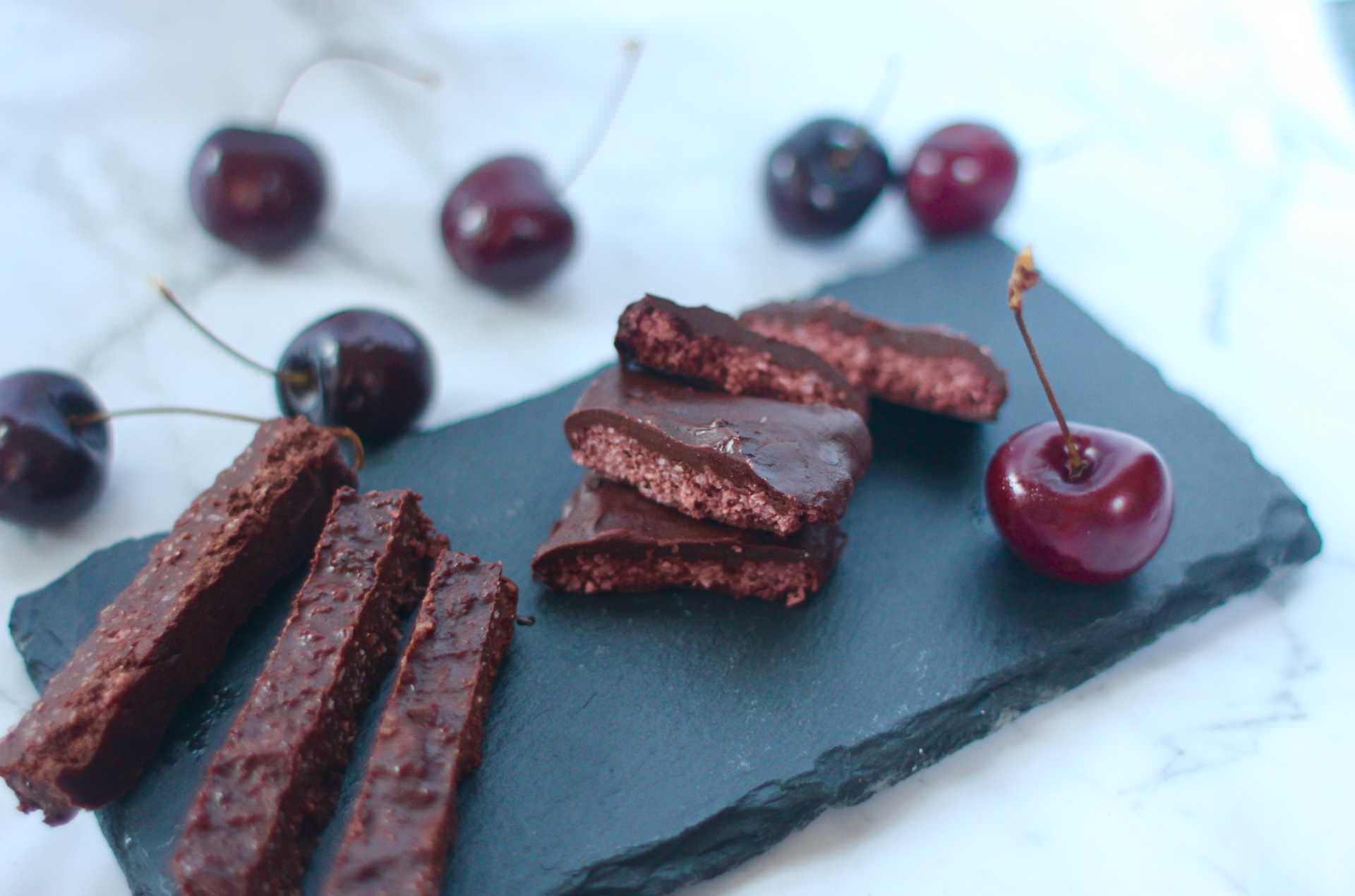 Raw vegan Cherry Ripe Bars and Chocolate Bark